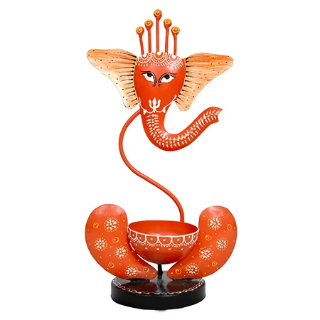  Handicraft Photography Services In Delhi for 1 -Metal orange Ganesha art diya